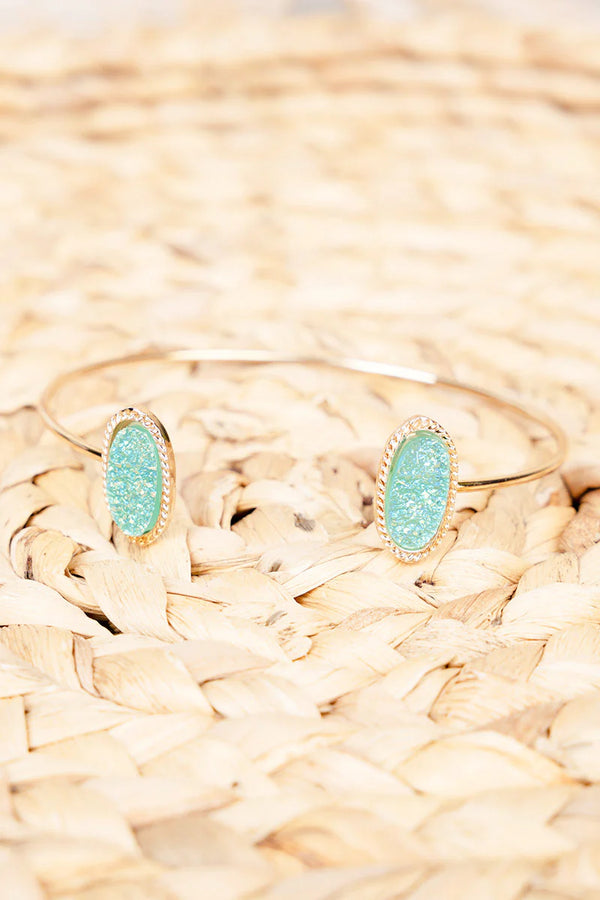 Mint Iridescent Druzy Double Oval Cuff Bracelet