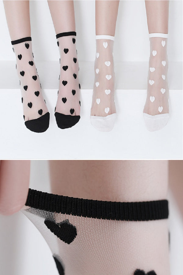 HEART PATTERNED SHEER SOCKS