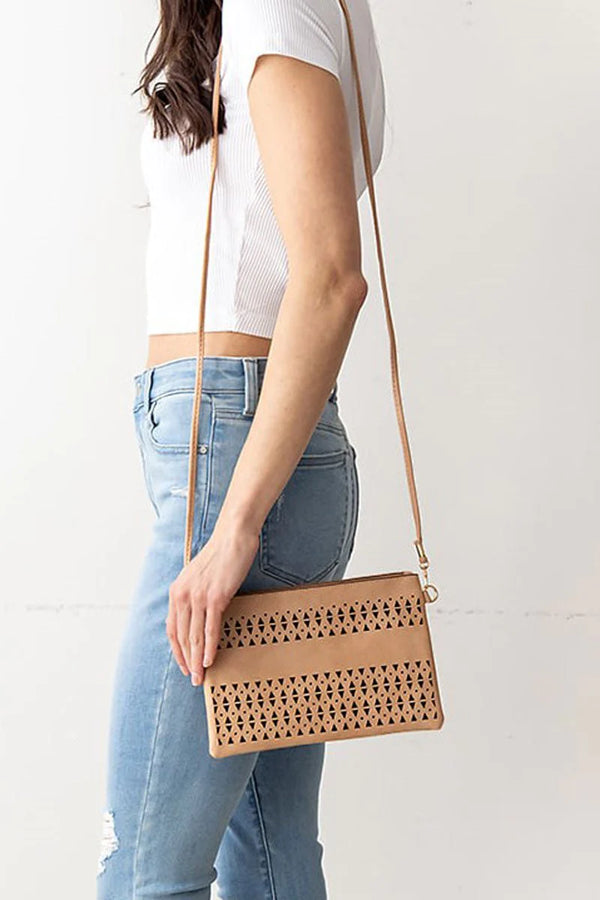 BE CLEVER MADORA BEIGE FAUX LEATHER CROSSBODY